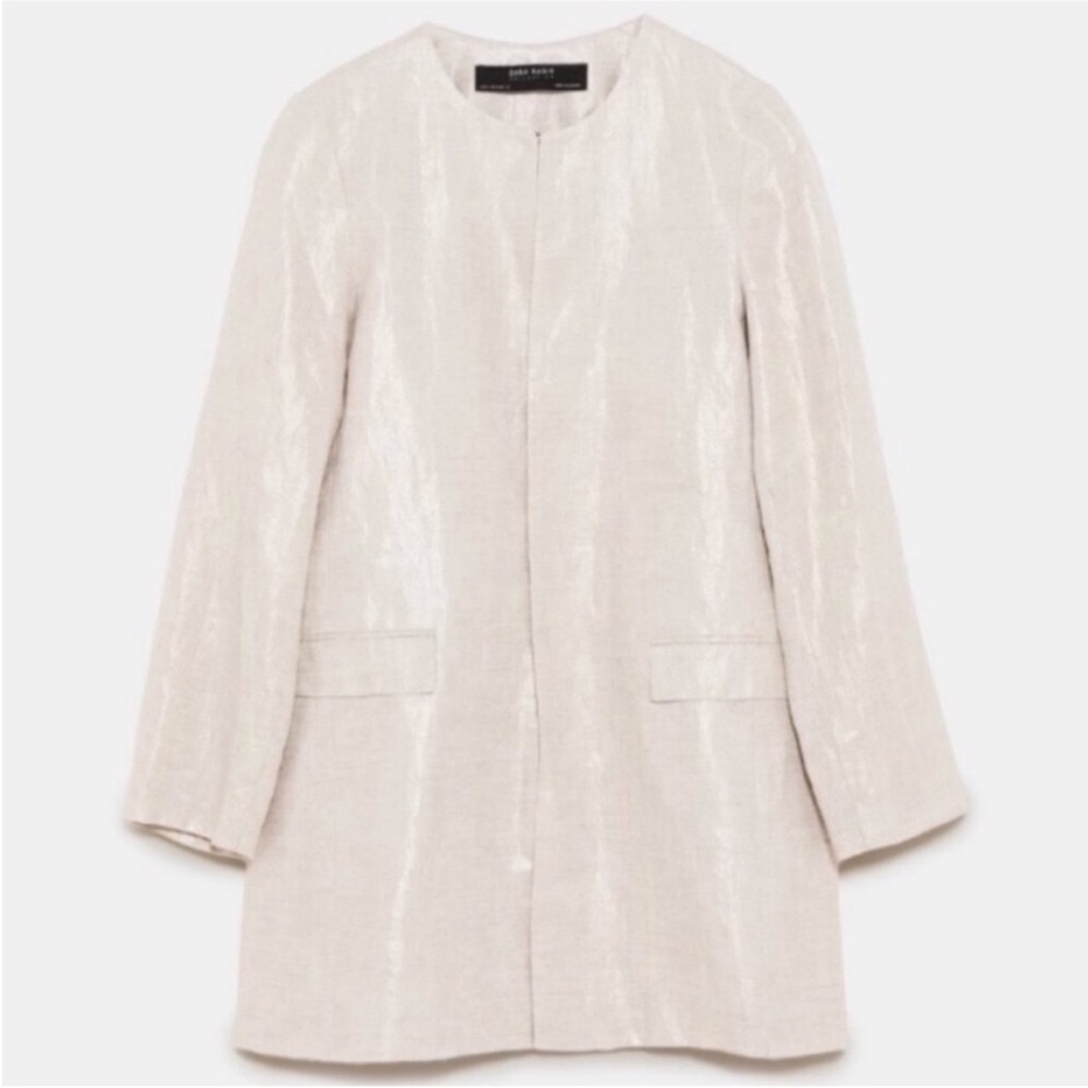 Zara | LINEN coat with Subtle Gold Thread
